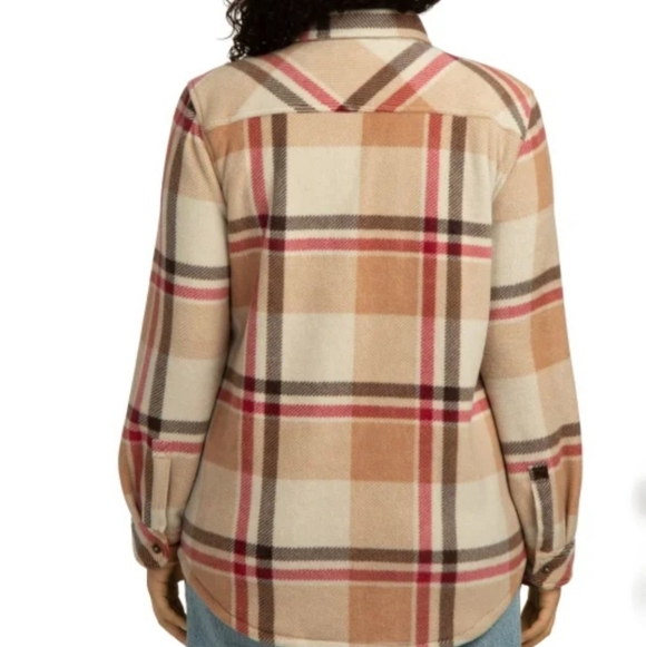 Realtree Plaid Shirt Jacket Women's Small Tan Brown Red Shacket Fleece NWOT - Picture 8 of 14